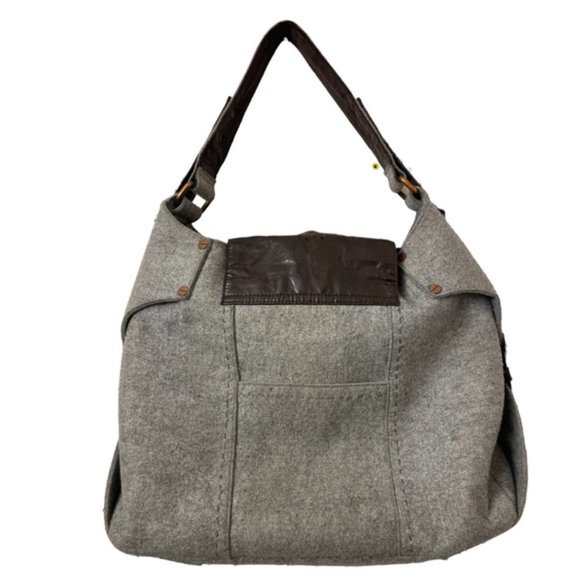 MATT &NAT grey wool blend shoulder bag satchel - Picture 3 of 10